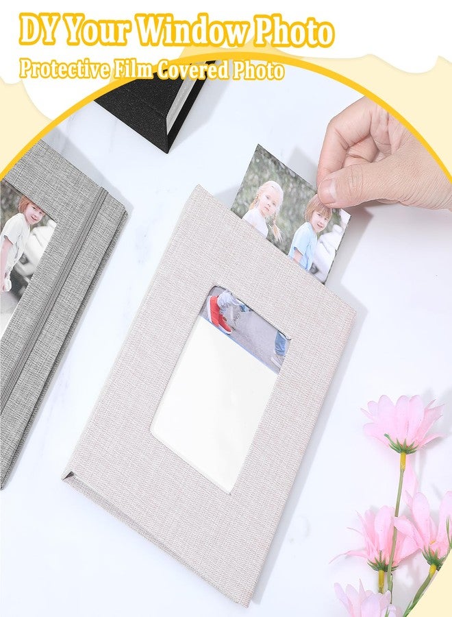 wutfuooo 10 Pieces Small Photo Album 4 x 6 Inch Picture Album 26 Clear Pages Hold 52 Pictures Linen Cover Photo Book with Front Window (Black, Beige, Gray) - Image 4